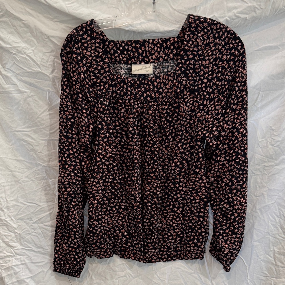 Universal Thread Black and Pink Floral Blouse